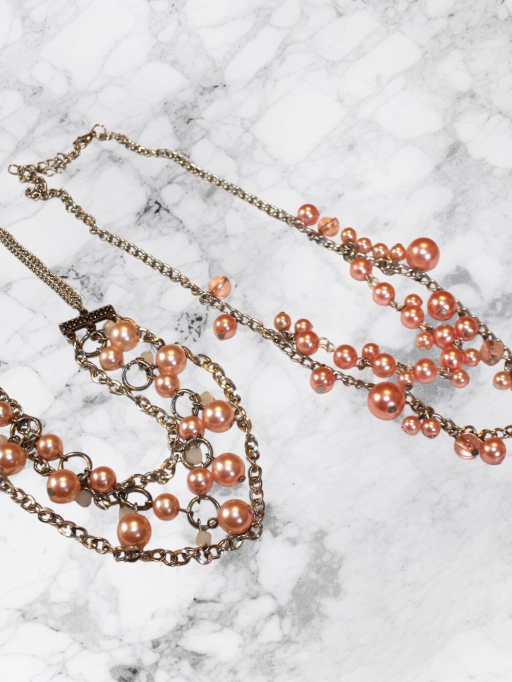 Paparazzi Statement Necklace Bundle Lot of 2 Peach Copper Pearl Urban Riches